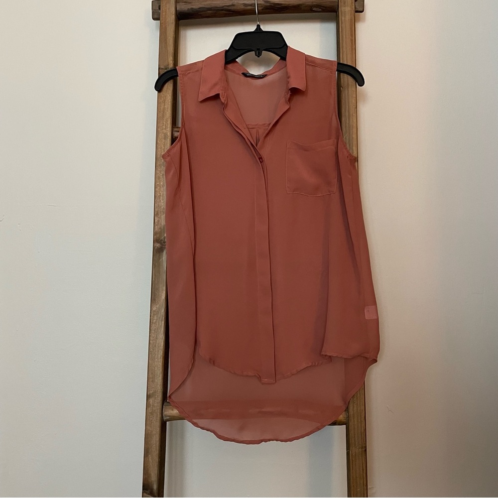 Sheer button-up tank